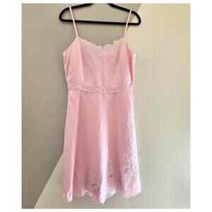 90's Yves Cosette Depeche Mode linen floral sheer embroidered sundress 10